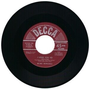 Mimi Benzell ‎45 RPM - Vilia / I Love You So - Decca EX Musical "Merry Widow"